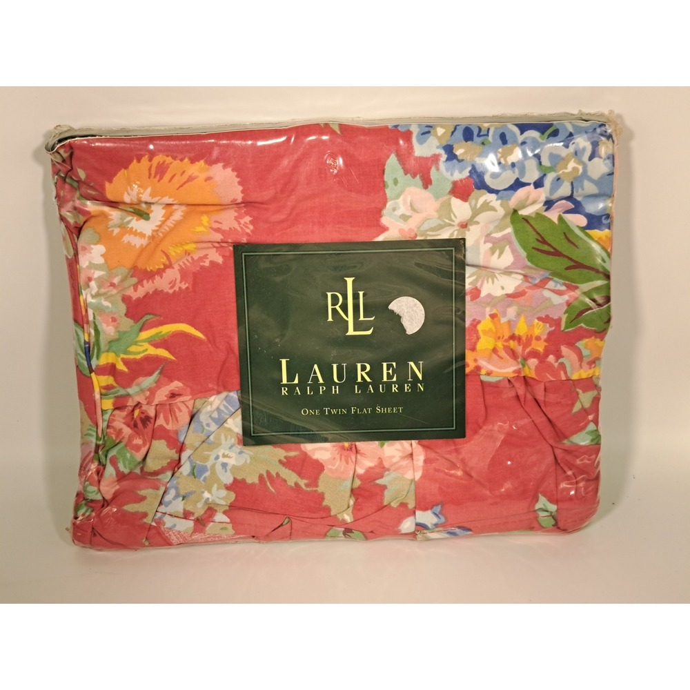 Lauren Ralph Lauren Beach House Floral Twin Flat Sheet Fuchsia Cotton 200TC New